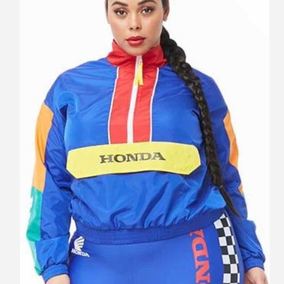Honda x Forever 21 Windbreaker 3X Half-Zip RARE Plus Pullover Racing Jacket NWT - Picture 1 of 8